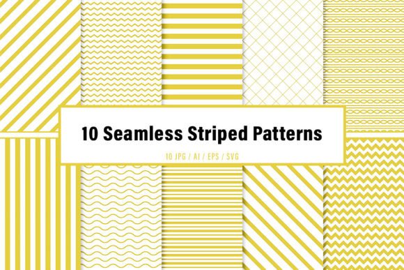 10 Seamless Yellow Striped Patterns Set