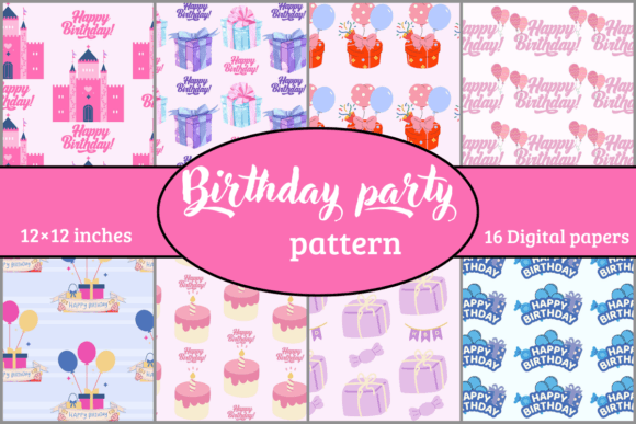 Birthday Party Patterns Digital Papers