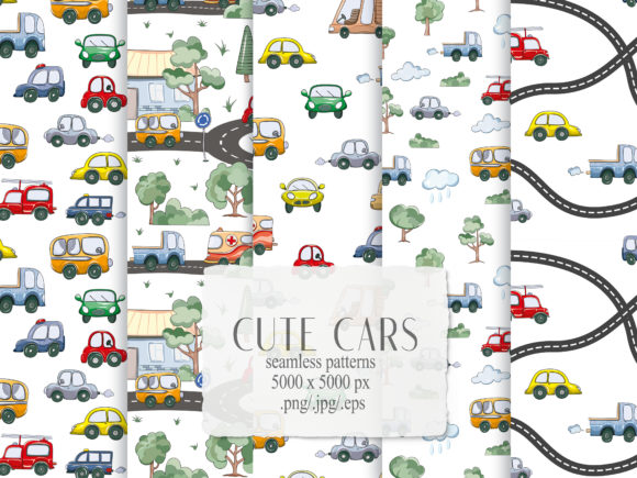 Cars Seamless Patterns Digital Paper