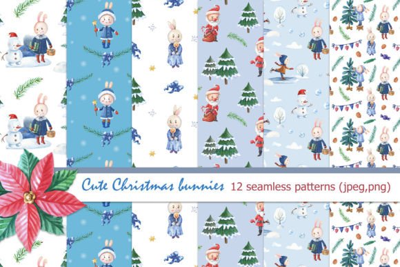 Cute Christmas Patterns with Bunny