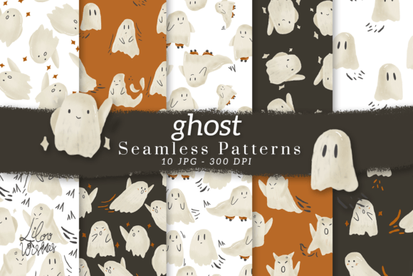 Ghost Seamless Patterns: 10 Ready-to-Use JPG Designs for Creative Freedom