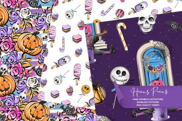 Halloween Background, Seamless Patterns for Creative Projects