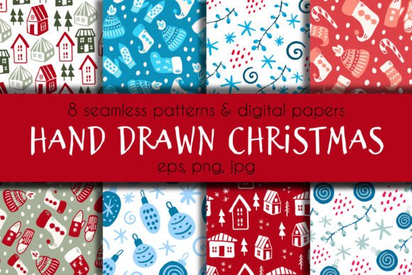 Hand Drawn Christmas Patterns Papers: Timeless Charm for Every Creative Project