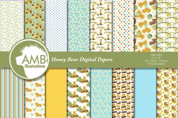Honey Bear Patterns 2830: A Versatile Digital Paper Collection for Creative Professionals and DIY Makers