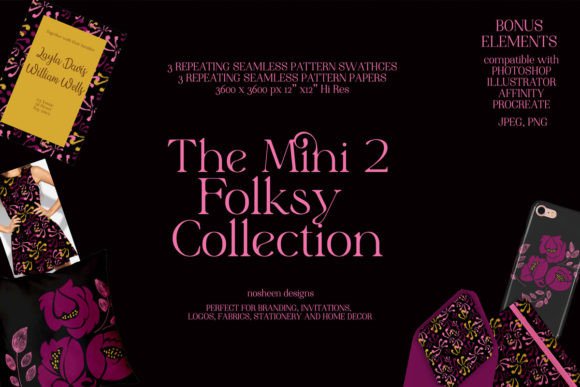 Mini Folksy Floral Repeating Patterns: Hand-Drawn Charm for Real Creative Projects