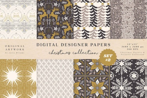 New Year Seamless Patterns Digital Paper