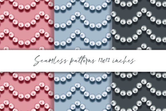 Pearl Strands. Seamless Patterns with Be