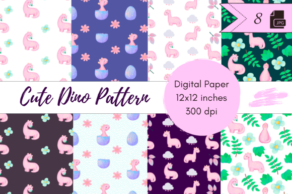 Pink Dinosaur Seamless Patterns