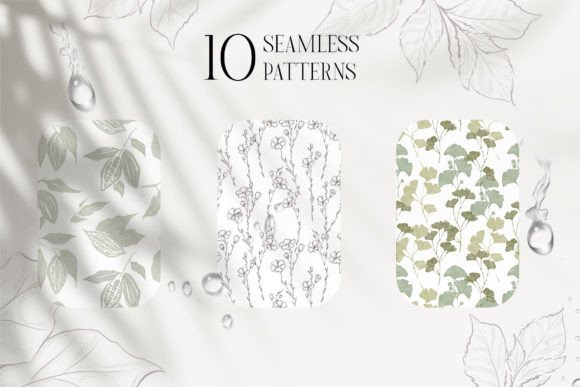 Seamless Patterns with Plants and Herbs